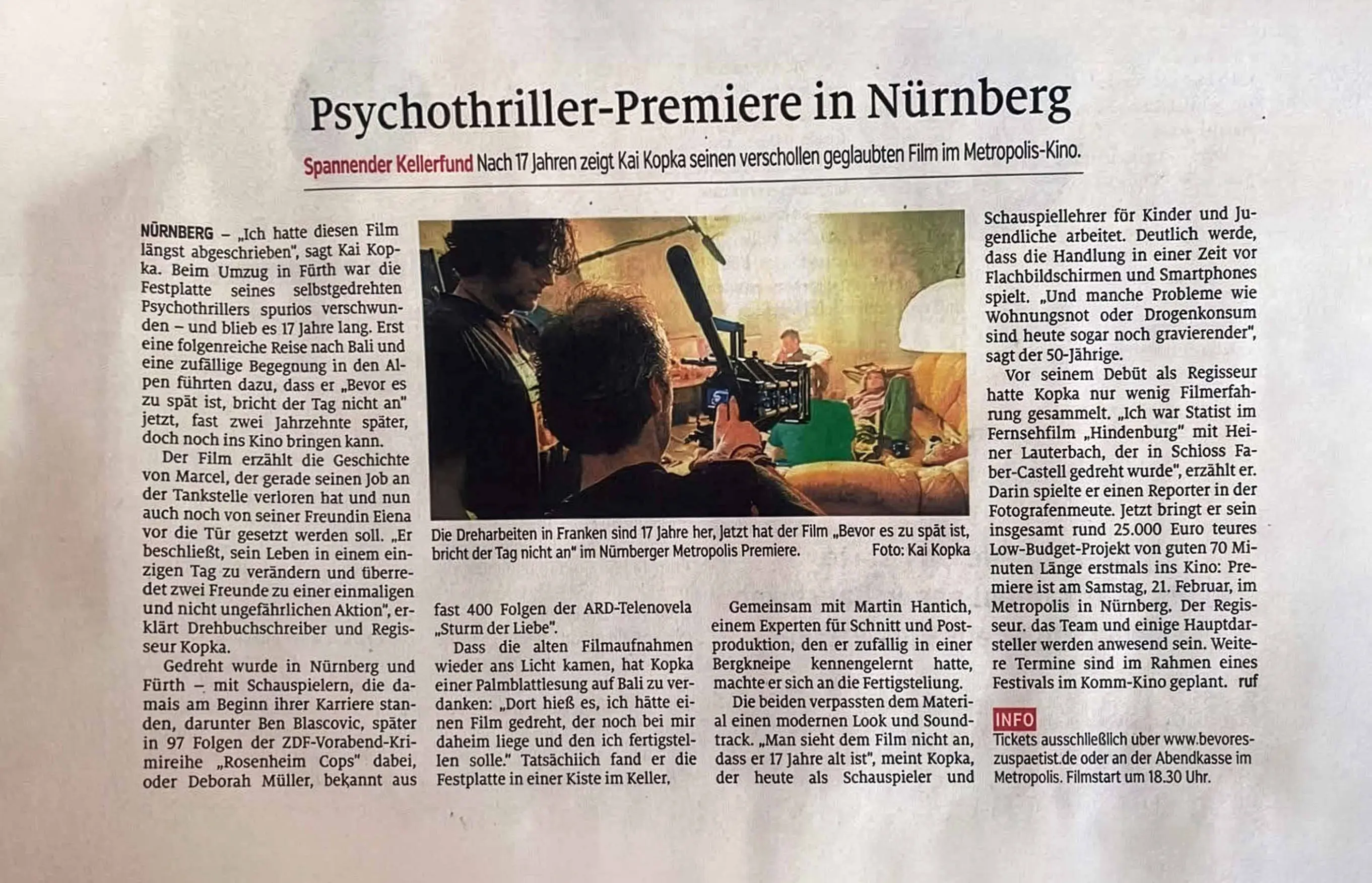 Zeitungsbericht Nürnberger Nachrichten der Premiere